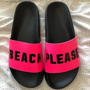 “Beach Please” slip on sandals